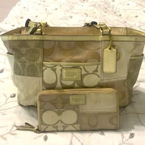 Rare Coach Signature Patchwork Purse & Wallet set